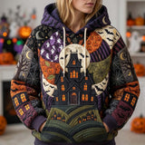 Sweat à Capuche Patchwork d'Halloween Mystique
