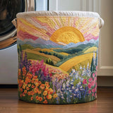 Valentine™ | Panier rembourré avec lever de soleil sur un pré fleuri