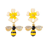 Boucles d'oreilles goutte d'abeille et de tournesol