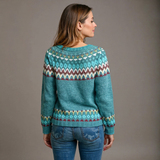 Marlis™ | Pullover mit Norwegerpasse in Türkis