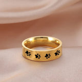 Bague en Acier Inoxydable avec Empreinte de Patte Artisanale