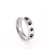 Bague en Acier Inoxydable avec Empreinte de Patte Artisanale