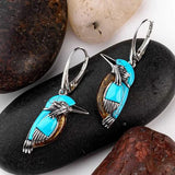 Boucles d'oreilles en émail bleu Colibri