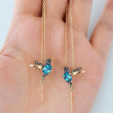 Boucles d'oreilles en émail et zirconium Colibri