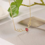 Collier en Bois de Cerf avec Charme Cœur Délicat