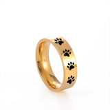 Bague en Acier Inoxydable avec Empreinte de Patte Artisanale