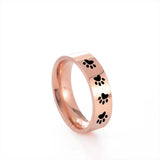 Bague en Acier Inoxydable avec Empreinte de Patte Artisanale