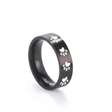Bague en Acier Inoxydable avec Empreinte de Patte Artisanale