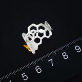 Bague en nid d'abeille ajustable plaquée or 18K