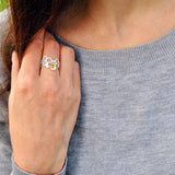 Bague en nid d'abeille ajustable plaquée or 18K