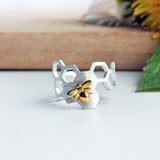 Bague en nid d'abeille ajustable plaquée or 18K