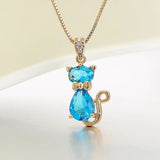 Collier Pendentif Chat en Cristal