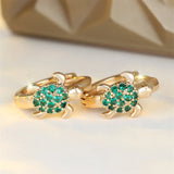Boucles d'oreilles en forme de tortue de mer avec zircon scintillant