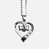 Collier en Acier Inoxydable avec Patte de Chien et Cœur