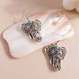 Boucles d'oreilles Vintage Élégantes Éléphant en Argent Bohémien