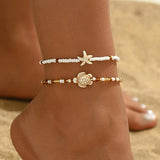 Ensemble de Bracelets de Cheville Étoile de Mer et Tortue