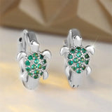 Boucles d'oreilles en forme de tortue de mer avec zircon scintillant