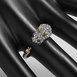 Bague en Cristal de Lapin et Carotte Argent Ajustable Unique