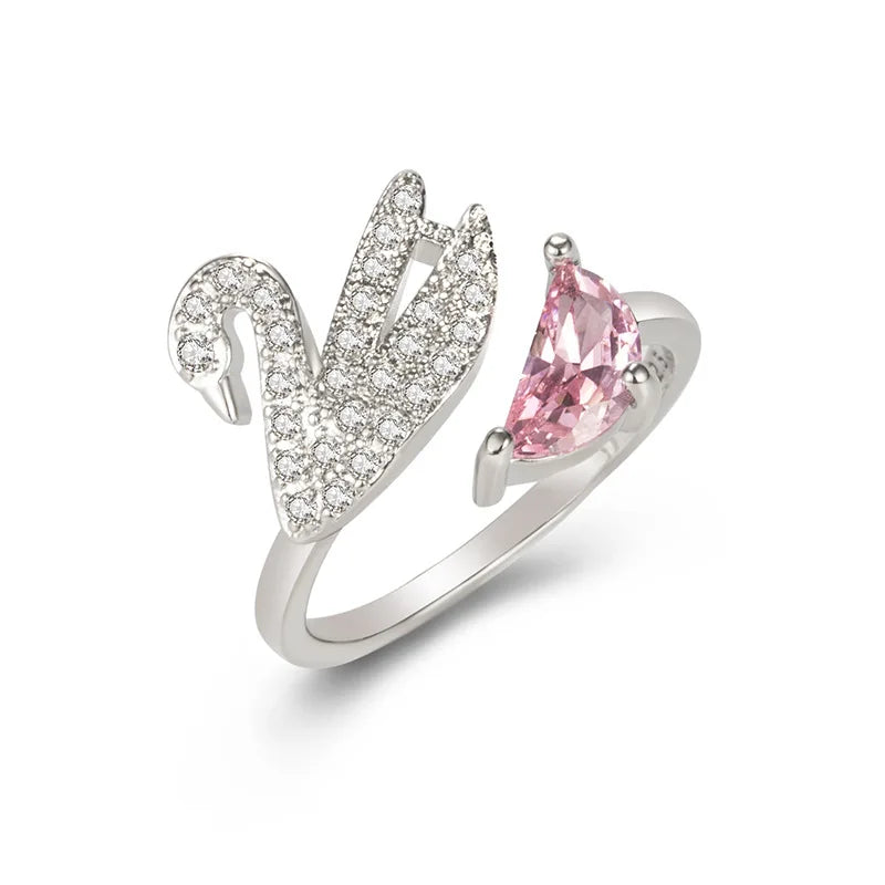 Bague en Cristal Cygne - Ajustable Or Rose