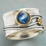 Bague Vintage Saphir Bleu Plaqué Argent