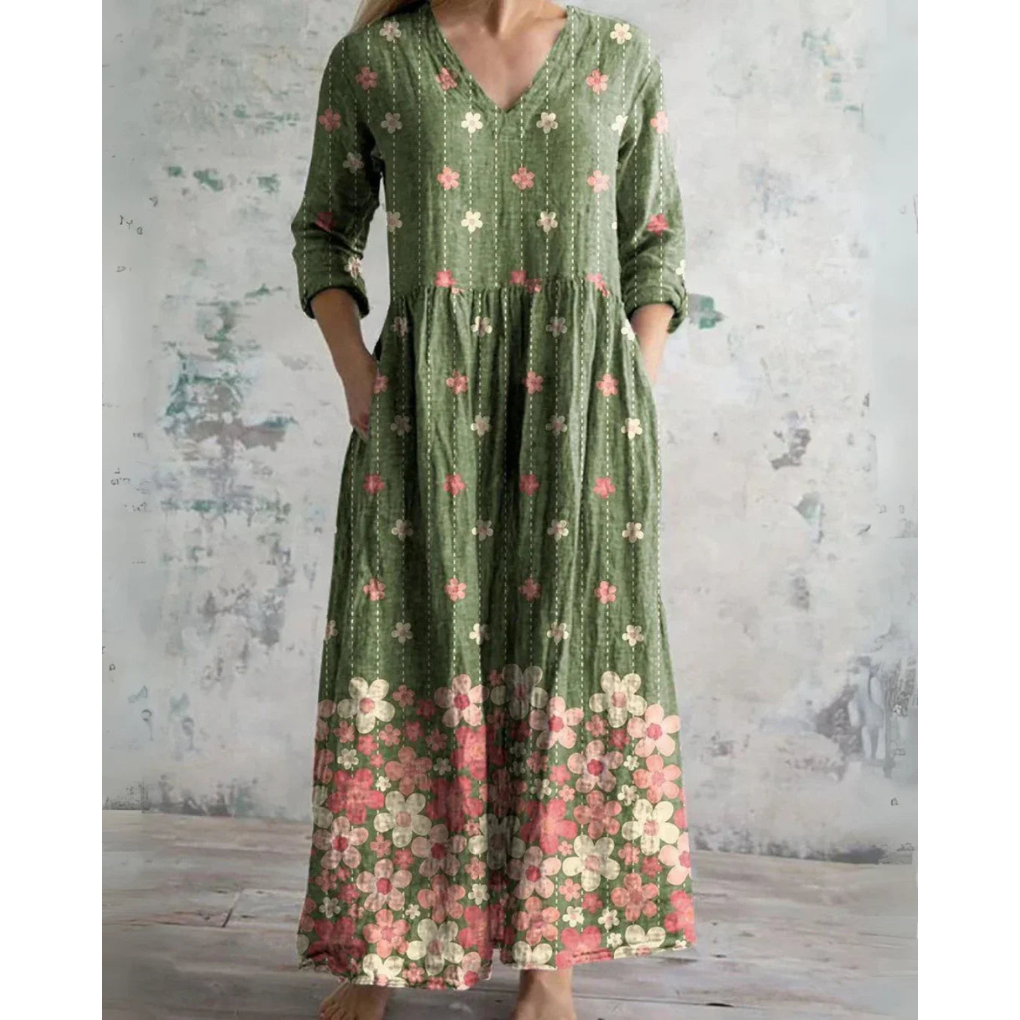 ELEANOR | ROBE MAXI VINTAGE AVEC IMPRIMÉ FLEURI