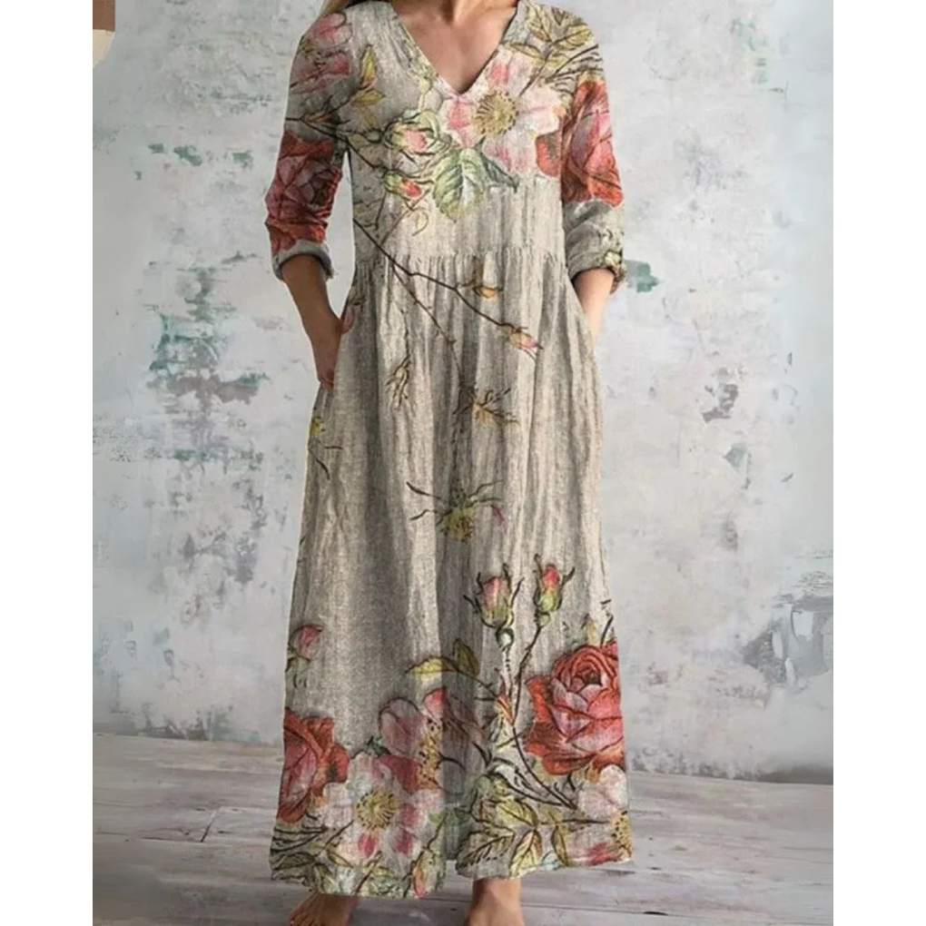 ELEANOR | ROBE MAXI VINTAGE AVEC IMPRIMÉ FLEURI