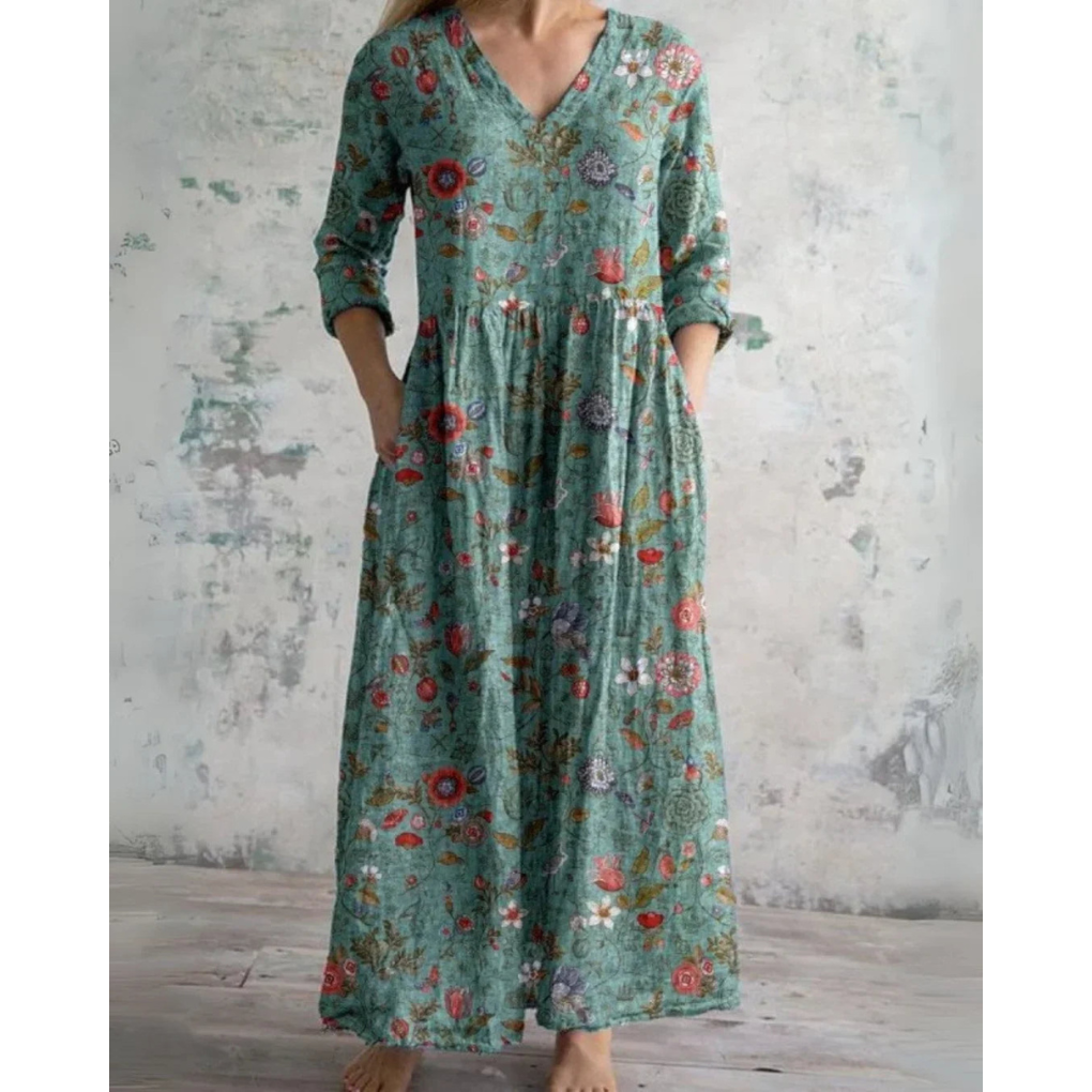 ELEANOR | ROBE MAXI VINTAGE AVEC IMPRIMÉ FLEURI