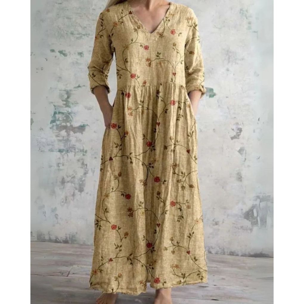 ELEANOR | ROBE MAXI VINTAGE AVEC IMPRIMÉ FLEURI