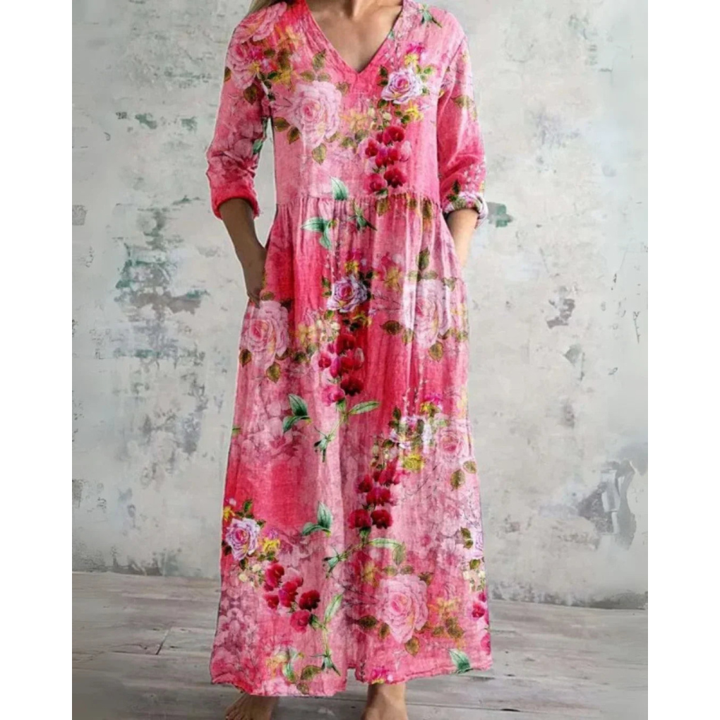 ELEANOR | ROBE MAXI VINTAGE AVEC IMPRIMÉ FLEURI