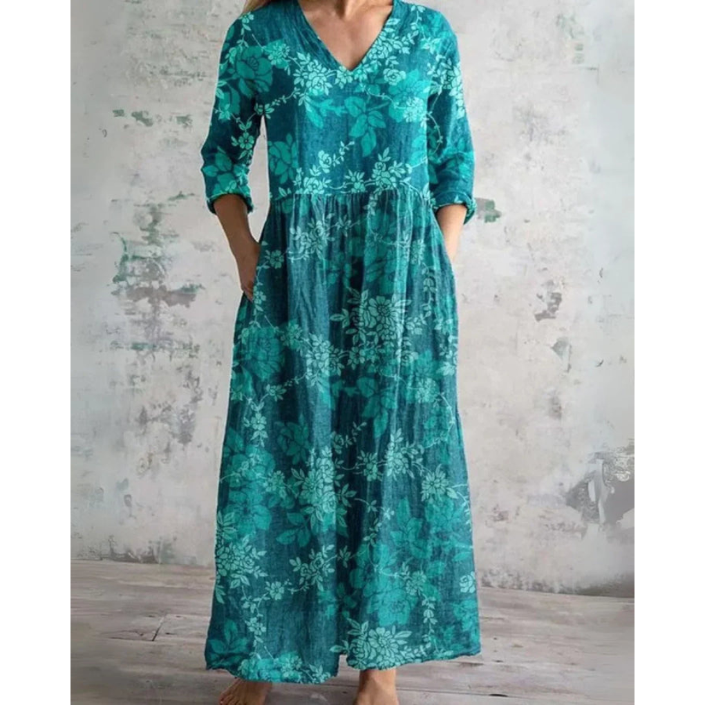 ELEANOR | ROBE MAXI VINTAGE AVEC IMPRIMÉ FLEURI
