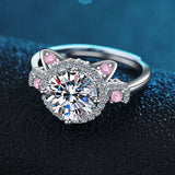 Bague Ajustable en Forme d'Oreilles de Chat avec Zirconia