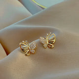 Boucles d'oreilles puces en zircon en forme de papillon élégantes