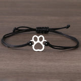 Bracelet en Corde avec Empreinte de Patte – Design Noir et Rouge Ajustable