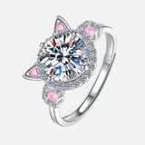 Bague Ajustable en Forme d'Oreilles de Chat avec Zirconia