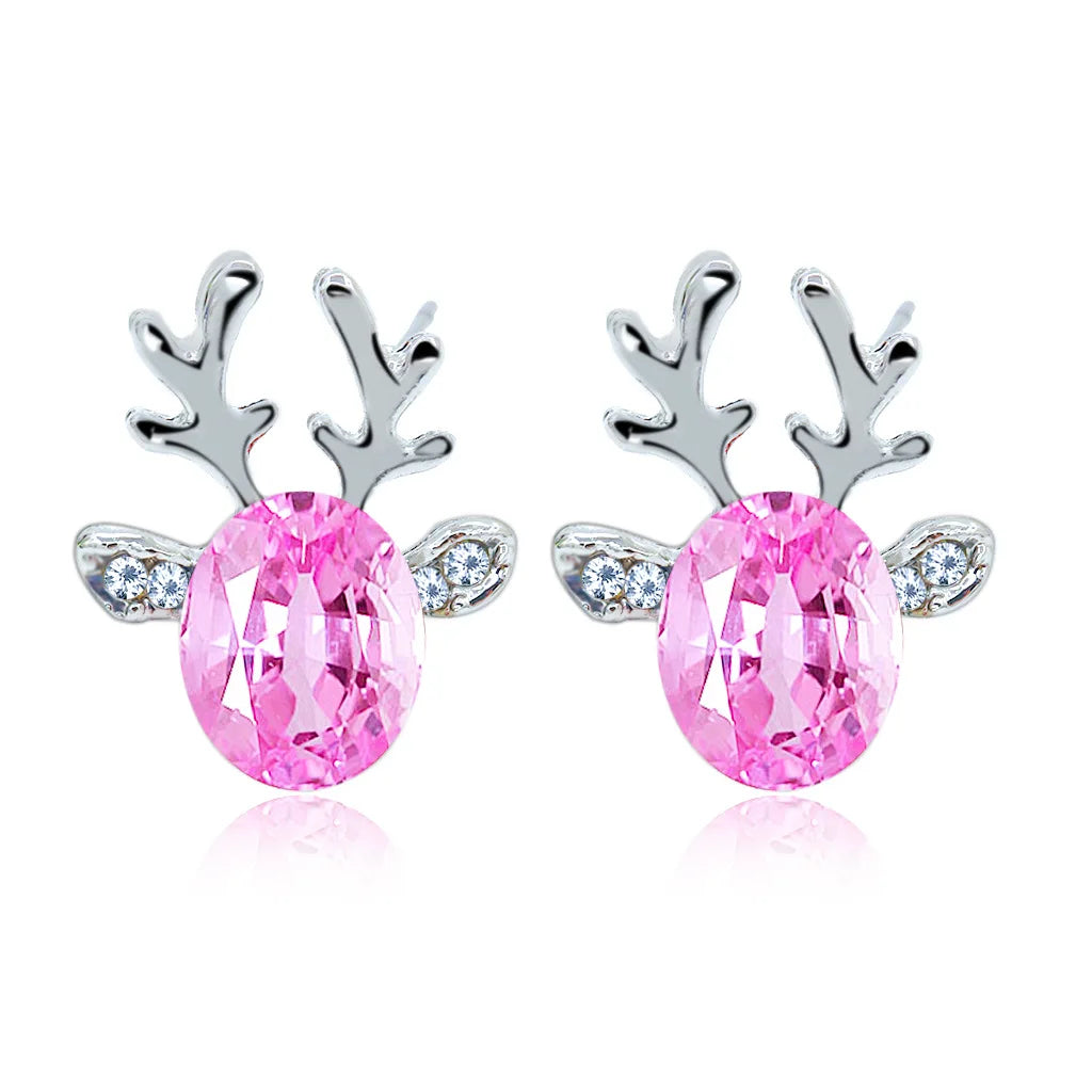 Boucles d'oreilles en cristal en forme de renne festif