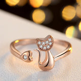 Bague Ouverte Chat Mignonne – Zircon Cubique