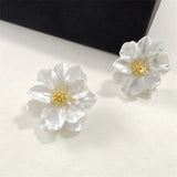 Chic Acrylic White Button Earrings
