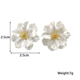 Chic Acrylic White Button Earrings