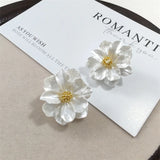Chic Acrylic White Button Earrings
