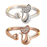 Bague Ouverte Chat Mignonne – Zircon Cubique