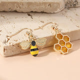 Boucles d'Oreilles Goutte en Rayons de Miel et Abeille – Bijoux en Ton Or pour Femmes