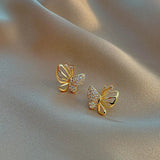 Boucles d'oreilles puces en zircon en forme de papillon élégantes