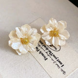 Chic Acrylic White Button Earrings