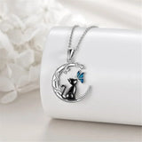 Pendentif en Cristal de Papillon Chat Lune