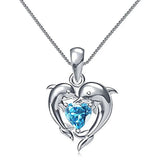 Collier en Cœur Bleu Amour Dauphin