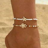 Ensemble de Bracelets de Cheville Étoile de Mer et Tortue