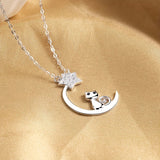 Collier en Argent Sterling avec Chat, Lune et Étoiles