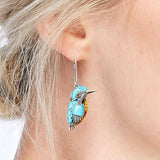 Boucles d'oreilles en émail bleu Colibri