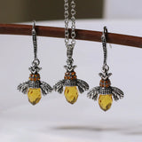 Collier et Boucles d'Oreilles Abeille Vintage