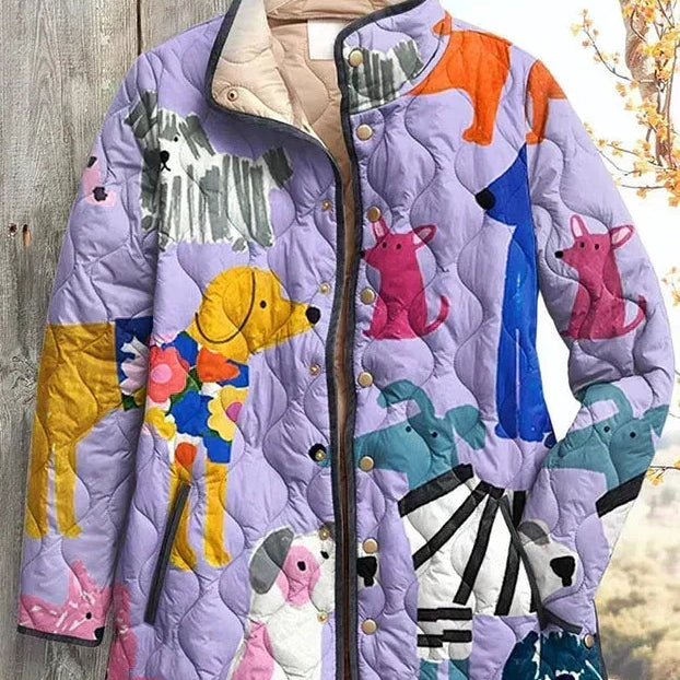 Ursel™ | Veste matelassée avec des chiens en lilas